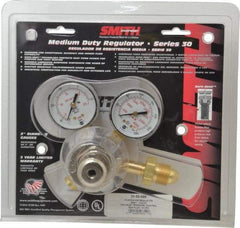 Miller-Smith - 580 CGA Inlet Connection, Female Fitting, Argon Welding Regulator - 5/8-18 RH Internal Thread, Right Hand Rotation - Exact Tool & Supply