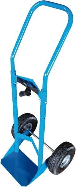 PRO-SOURCE - 500 Lb Capacity 48" OAH Cylinder Hand Truck - 7-1/2 x 14" Base Plate, Swept Back Handle, Steel, Full Pneumatic Wheels - Exact Tool & Supply