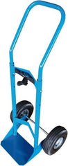 PRO-SOURCE - 500 Lb Capacity 48" OAH Cylinder Hand Truck - 7-1/2 x 14" Base Plate, Swept Back Handle, Steel, Full Pneumatic Wheels - Exact Tool & Supply