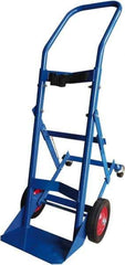 PRO-SOURCE - 500 Lb Capacity 48" OAH Cylinder Hand Truck - 7-1/2 x 14" Base Plate, Swept Back Handle, Steel, Semi-Pneumatic Wheels - Exact Tool & Supply