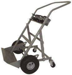 PRO-SOURCE - 500 Lb Capacity 48" OAH Cylinder Hand Truck - 7-1/2 x 14" Base Plate, Swept Back Handle, Steel, Full Pneumatic Wheels - Exact Tool & Supply