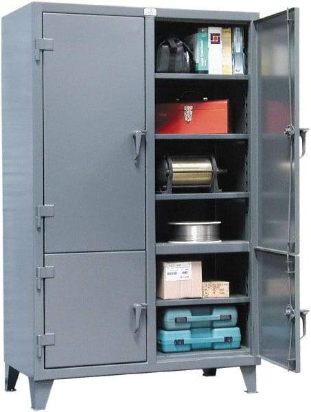 Strong Hold - 8 Shelf Locking Storage Cabinet - Steel, 72" Wide x 24" Deep x 78" High, Dark Gray - Exact Tool & Supply