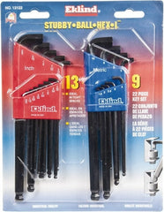 Eklind - 22 Piece L-Key Combo Hex Key Set - Exact Tool & Supply