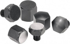 KIPP - 63/64" OAL, 63/64" Head Height, 0.6693" OD, Free Cutting Steel, Tapped Rest Button - Black Oxide Coating - Exact Tool & Supply