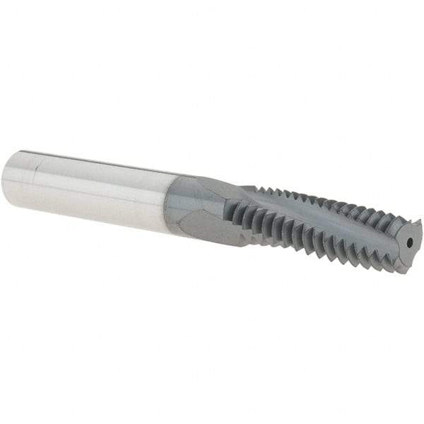 Iscar - M10x1.50 ISO, 0.307" Cutting Diam, 3 Flute, Solid Carbide Helical Flute Thread Mill - Internal Thread, 0.98" LOC, 2-1/2" OAL, 5/16" Shank Diam - Exact Tool & Supply