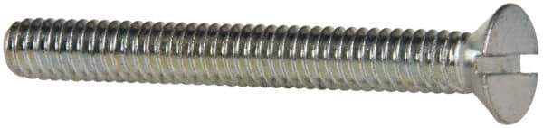 Value Collection - 1/4-20 UNC, 2-1/4" OAL Slotted Drive Machine Screw - Flat Head, Grade 2 Steel, Zinc-Plated Finish, Without Washer - Exact Tool & Supply