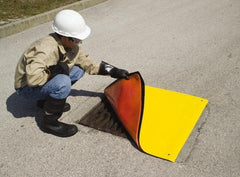 UltraTech - 4' Long x 4' Wide, Polyurethane Drain Seal - Yellow/Orange, Use to Seal off Spills From the Environment - Exact Tool & Supply