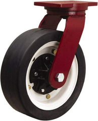 Hamilton - 12" Diam x 4" Wide, Rubber Rigid Caster - 1,200 Lb Capacity, Top Plate Mount, 6-1/8" x 7-1/2" Plate, Tapered Roller Bearing - Exact Tool & Supply