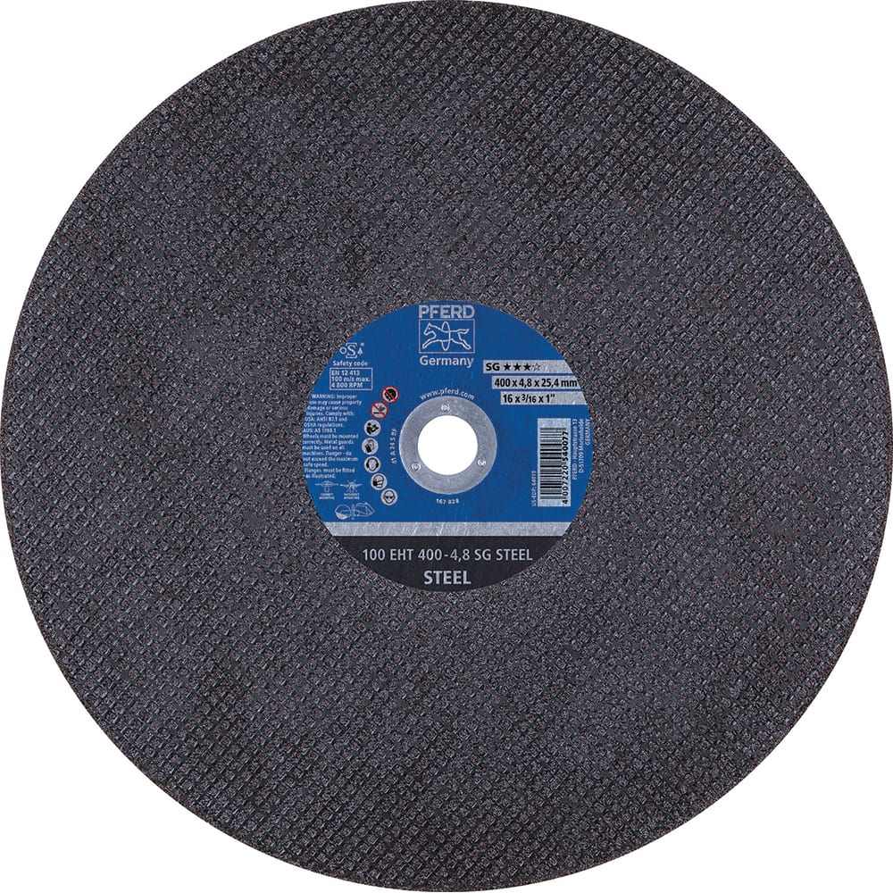 PFERD - Cutoff Wheels; Tool Compatibility: Angle Grinder ; Wheel Diameter (Inch): 16 ; Wheel Thickness (Inch): 3/16 ; Abrasive Material: Aluminum Oxide ; Maximum RPM: 4800.000 ; Grit: 24 - Exact Tool & Supply