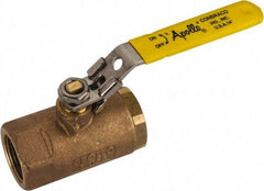 Apollo - 1" Pipe, Standard Port, Bronze Standard Ball Valve - 2 Piece, NPT Ends, Locking Lever Handle, 600 WOG, 150 WSP - Exact Tool & Supply