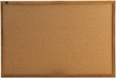 Quartet - 36" Wide x 24" High Open Cork Bulletin Board - Natural (Color) - Exact Tool & Supply