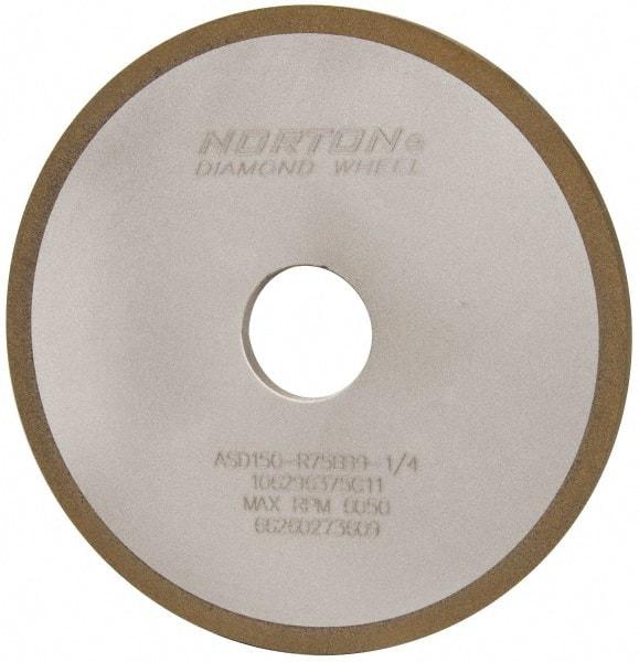 Norton - 6" Diam x 1-1/4" Hole x 1/4" Thick, 150 Grit Surface Grinding Wheel - Diamond, Type 1A1, Very Fine Grade, Resinoid Bond - Exact Tool & Supply