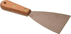 Ampco - 3-1/2" Wide Nickel Copper Putty Knife - Stiff, Wood Handle, 8-1/2" OAL - Exact Tool & Supply