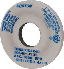 Norton - 14" Diam x 5" Hole x 1-1/2" Thick, J Hardness, 46 Grit Surface Grinding Wheel - Aluminum Oxide, Type 1, Coarse Grade, 1,800 Max RPM, Vitrified Bond, No Recess - Exact Tool & Supply