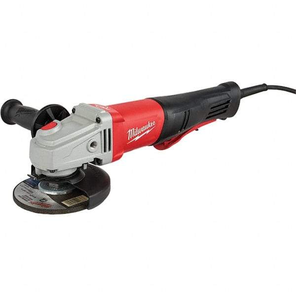 Milwaukee Tool - 5" Wheel Diam, 12,000 RPM, Corded Angle & Disc Grinder - 5/8-11 Spindle, 120 Volts, 11 Amps, Front Exhaust - Exact Tool & Supply