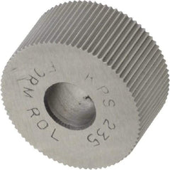 Value Collection - 3/4" Diam, 90° Tooth Angle, 35 TPI, Standard (Shape), Form Type High Speed Steel Straight Knurl Wheel - 3/8" Face Width, 1/4" Hole, Circular Pitch, Bright Finish, Series KP - Exact Tool & Supply