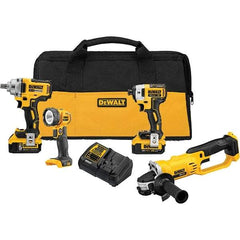 DeWALT - 20 Volt Cordless Tool Combination Kit - Includes Impact Wrench; Impact Driver; Cut-Off Tool; Handheld Light, Lithium-Ion Battery Included - Exact Tool & Supply