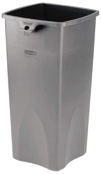 Rubbermaid - 23 Gal Gray Square Trash Can - Polyethylene, 30.9" High x 16-1/2" Long x 15-1/2" Wide - Exact Tool & Supply