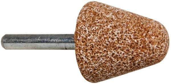Norton - 1-1/4" Head Diam x 1-1/4" Thickness, A4, Tree End, Aluminum Oxide Mounted Point - Brown, Coarse Grade - Exact Tool & Supply
