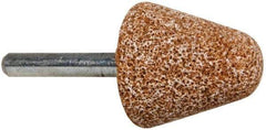 Norton - 1-1/4" Head Diam x 1-1/4" Thickness, A4, Tree End, Aluminum Oxide Mounted Point - Brown, Coarse Grade - Exact Tool & Supply