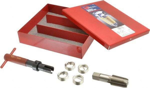 Recoil - 5 Inserts, 1/2-14, 1/2-14 NPT, Thread Repair Kit - 0.534" Insert Length - Exact Tool & Supply
