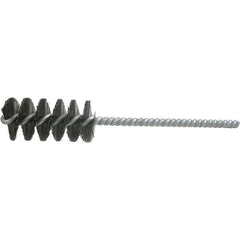 Brush Research Mfg. - 5/8" Diam Helical Steel Tube Brush - Single Spiral, 0.008" Filament Diam, 1-1/2" Brush Length, 5" OAL, 0.19" Diam Galvanized Steel Shank - Exact Tool & Supply