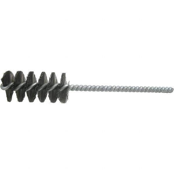 Brush Research Mfg. - 2" Diam Helical Steel Tube Brush - Single Spiral, 0.012" Filament Diam, 3" Brush Length, 8" OAL, 0.292" Diam Galvanized Steel Shank - Exact Tool & Supply