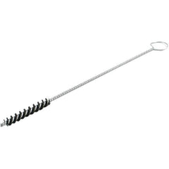 Brush Research Mfg. - 0.55" Diam Helical Nylon Tube Brush - Single Spiral, 0.012" Filament Diam, 2" Brush Length, 18" OAL, 0.219" Diam Galvanized Steel Shank - Exact Tool & Supply