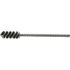 Brush Research Mfg. - 5/8" Diam Helical Steel Tube Brush - Single Spiral, 0.006" Filament Diam, 1-1/2" Brush Length, 6" OAL, 0.22" Diam Galvanized Steel Shank - Exact Tool & Supply