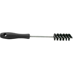 Brush Research Mfg. - 0.85" Diam Helical Nylon Tube Brush - Single Spiral, 0.008" Filament Diam, 2-1/2" Brush Length, 10-1/2" OAL, 0.22" Diam Plastic Handle Shank - Exact Tool & Supply
