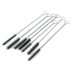 Brush Research Mfg. - 7/16" Diam Helical Nylon Tube Brush - Single Spiral, 0.014" Filament Diam, 2-1/2" Brush Length, 12" OAL, 0.168" Diam Galvanized Steel Shank - Exact Tool & Supply