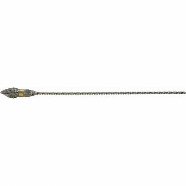 Brush Research Mfg. - 5/16" Diam Helical Stainless Steel Tube Brush - Single Spiral, 0.005" Filament Diam, 1" Brush Length, 6-1/2" OAL, 0.112" Diam Galvanized Steel Shank - Exact Tool & Supply