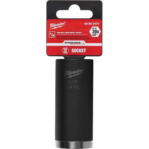 Milwaukee Tool - 1/2" Drive 15/16" Universal Thin Wall Nonsparking Deep Impact Socket - Exact Tool & Supply