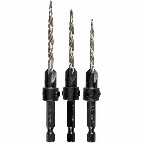 Milwaukee Tool - Countersink Sets Countersink Type: Single Flute Minimum Head Diameter (Inch): 1/8 - Exact Tool & Supply