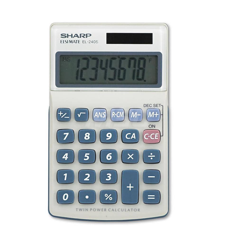 Victor - Calculators; Type: Handheld ; Type of Power: Solar/Battery ; Display Type: 8-Digit LCD ; Color: Blue; Gray ; Display Size: 13.5mm ; Width (Decimal Inch): 2.8000 - Exact Tool & Supply