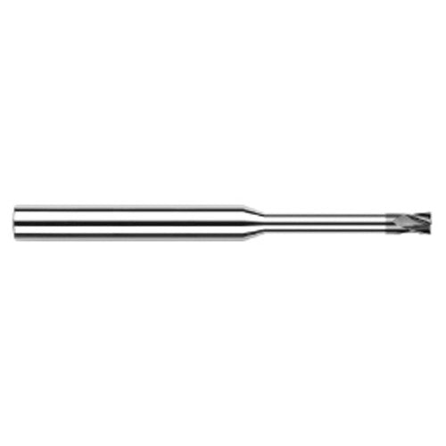 Diamond End Mills for Non-Ferrous Materials - CVD Diamond - 0.0150″ (1/64″) Cutter Diameter × 0.0230″ Length of Cut × 0.1870″ (3/16″) Reach Carbide Square End Mill, 4 Flutes, CVD Diamond Coated - Exact Tool & Supply