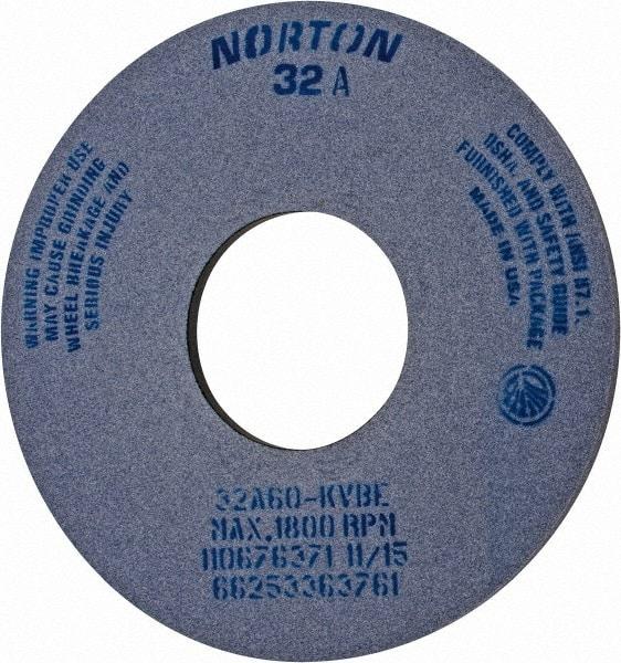 Norton - 14" Diam x 5" Hole x 1/2" Thick, K Hardness, 60 Grit Surface Grinding Wheel - Aluminum Oxide, Type 1, Medium Grade, 1,800 Max RPM, Vitrified Bond, No Recess - Exact Tool & Supply