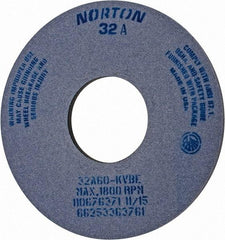 Norton - 14" Diam x 5" Hole x 1/2" Thick, K Hardness, 60 Grit Surface Grinding Wheel - Aluminum Oxide, Type 1, Medium Grade, 1,800 Max RPM, Vitrified Bond, No Recess - Exact Tool & Supply