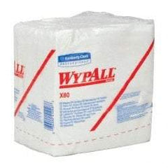 WypAll - X80 1/4 Fold Shop Towel/Industrial Wipes - Poly Pack, 12-1/2" x 12-1/2" Sheet Size, White - Exact Tool & Supply