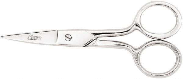 Clauss - 1" LOC, 6-3/4" OAL Straight Scissors - Steel Straight Handle, For Paper, Fabric - Exact Tool & Supply
