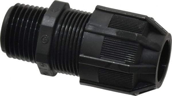 Thomas & Betts - 0.31 to 0.56" Cable Capacity, Liquidtight, Straight Strain Relief Cord Grip - 1/2 NPT Thread, 2-1/8" Long, Nylon - Exact Tool & Supply