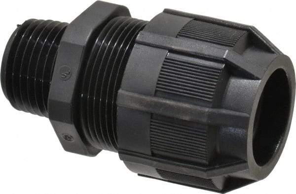 Thomas & Betts - 1/2 to 3/4" Cable Capacity, Liquidtight, Straight Strain Relief Cord Grip - 1/2 NPT Thread, 2-5/32" Long, Nylon - Exact Tool & Supply