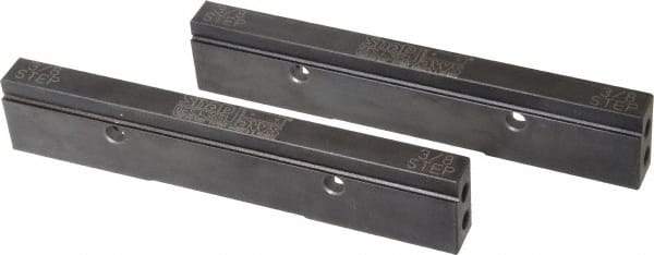 Snap Jaws - 8" Wide x 1.53" High x 0.73" Thick, Step Vise Jaw - Steel, Fixed Jaw, Compatible with 6" Vises - Exact Tool & Supply