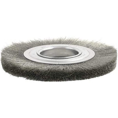 Brush Research Mfg. - 6" OD, 2" Arbor Hole, Crimped Stainless Steel Wheel Brush - 1/2" Face Width, 1-1/8" Trim Length, 4,500 RPM - Exact Tool & Supply