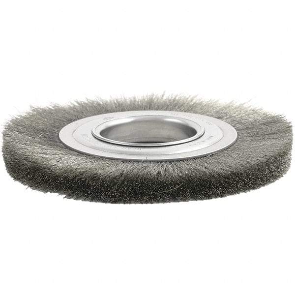 Brush Research Mfg. - 8" OD, 2" Arbor Hole, Crimped Stainless Steel Wheel Brush - 1/2" Face Width, 1-1/2" Trim Length, 4,500 RPM - Exact Tool & Supply