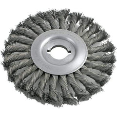 Brush Research Mfg. - 8" OD, 1/2 & 5/8" Arbor Hole, Knotted Carbon Wheel Brush - 3/4" Face Width, 1-11/16" Trim Length, 6,000 RPM - Exact Tool & Supply