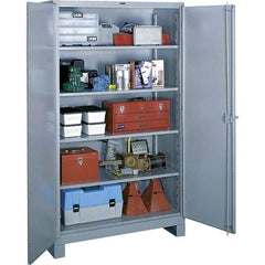 Lyon - 4 Shelf Locking Storage Cabinet - Steel, 48" Wide x 24" Deep x 82" High, Gray - Exact Tool & Supply