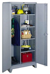 Lyon - 4 Shelf Combination Storage Cabinet - Steel, 36" Wide x 24" Deep x 82" High, Gray - Exact Tool & Supply