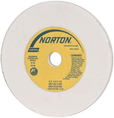Norton - 100 Grit Aluminum Oxide Type 1 Internal Grinding Wheel - 4" Diam x 1/2" Hole x 1/4" Thick, 8,120 Max RPM, Type 1 Fine Grade, I Hardness, Vitrified Bond, No Recess - Exact Tool & Supply