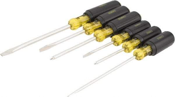 Stanley - 6 Piece Cabinet, Phillips & Slotted Screwdriver Set - Bit Sizes: Philips #1 & #2, Tip Thickness: 3/16, 1/4 & 5/16 - Exact Tool & Supply